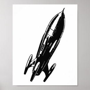 宇宙船スケッチ、ヴィンテージイラストレーション。 ポスター