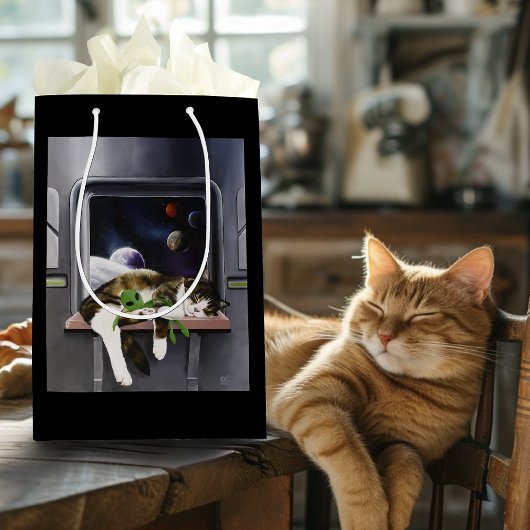 宇宙船タビー猫グリーンエイリアンスタッフィーサイエンスフィクション ミディアムペーパーバッグ