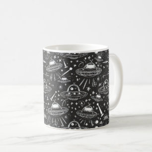 宇宙船パターン コーヒーマグカップ