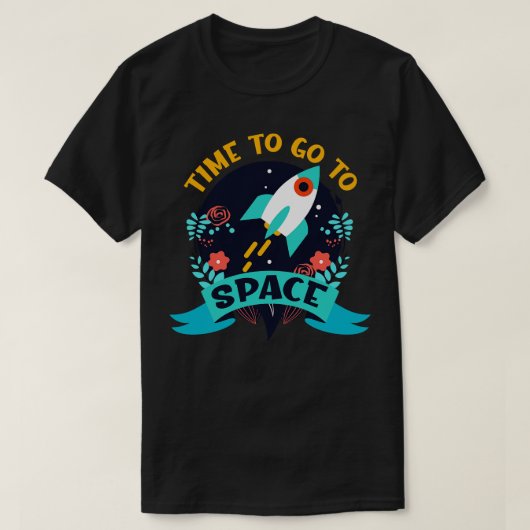 宇宙船ロケット宇宙に行く時間 Tシャツ (デザイン正面)