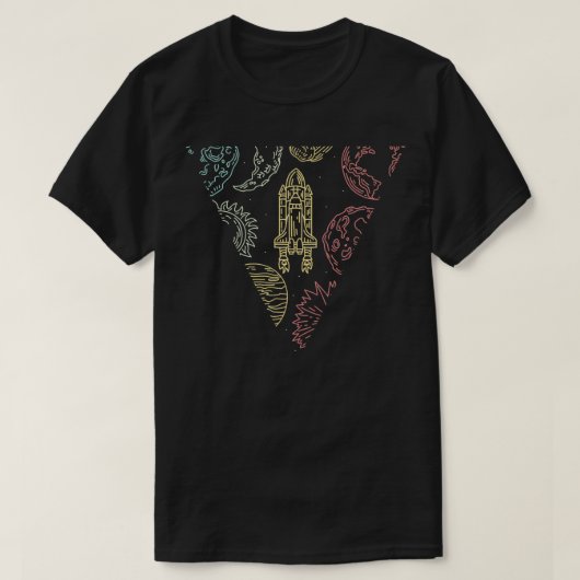 宇宙船ロケット宇宙シャトル惑星三角形Ge Tシャツ (デザイン正面)