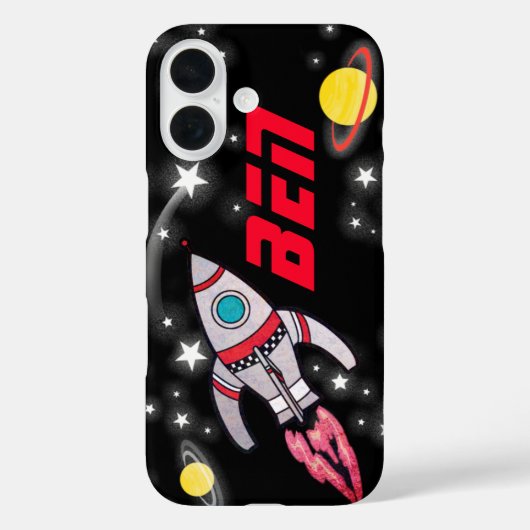 宇宙船ロケット黒と赤の子供 Case-Mate iPhoneケース (裏面)