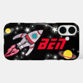 宇宙船ロケット黒と赤の子供 Case-Mate iPhoneケース (裏面 (横))