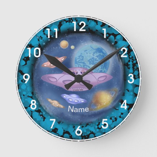 宇宙船ロードトリップ時計 ラウンド壁時計 (正面)