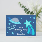 宇宙船子供の誕生日パーティー 招待状 (スタンド正面)