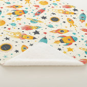 宇宙船子供部屋シームレスパター シェルパブランケット (3/4)