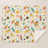 宇宙船子供部屋シームレスパター シェルパブランケット (正面(横))