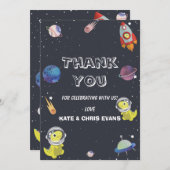 宇宙船恐竜スタープラネット銀河系ベビーシャワー サンキューカード (正面/裏面)