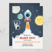 宇宙船男の子1歳の招待状 招待状 (正面/裏面)