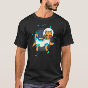 宇宙船銀河系飛んでいるスターズ猫子猫かわいいフライS Tシャツ