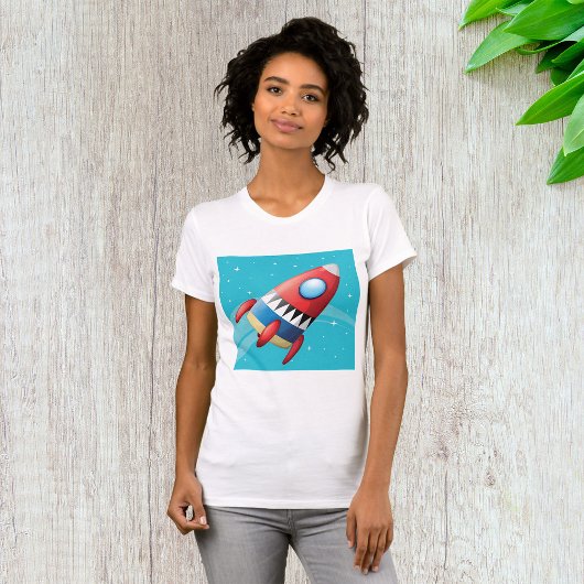 宇宙船飛んでいるの女性Tシャツ Tシャツ