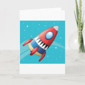 宇宙船飛んでいるグリーティングカード カード (正面)