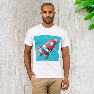 宇宙船飛んでいるメンズTシャツ Tシャツ