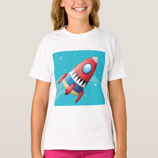 宇宙船飛んでいる女子Tシャツ Tシャツ (正面)