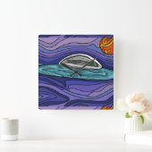 宇宙船 UFO エイリアン 未確認飛行物体 超常現象 スクエア壁時計 (ホーム)