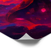 宇宙芸者の侍と白熱［赤熱］光を放つ刀のファンタジー ポスター (角)