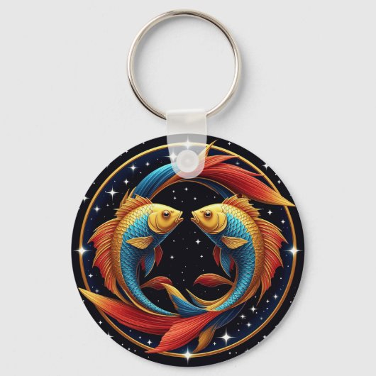 宇宙芸術スタイルの魚座の星座 キーホルダー (正面)