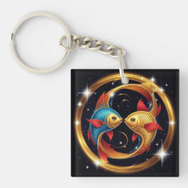 宇宙芸術スタイルの魚座の星座 キーホルダー