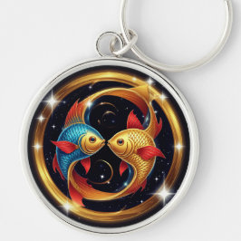 宇宙芸術スタイルの魚座の星座 キーホルダー