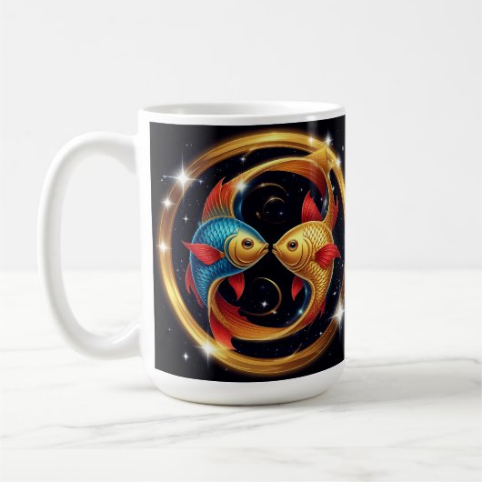 宇宙芸術スタイルの魚座の星座 コーヒーマグカップ (左)