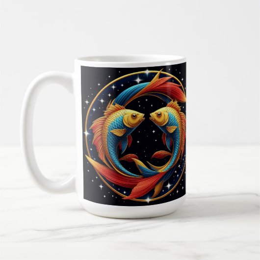 宇宙芸術スタイルの魚座の星座 コーヒーマグカップ (左)