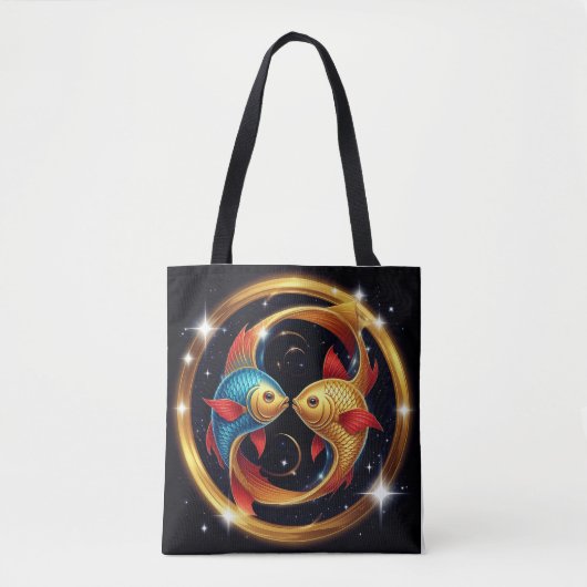 宇宙芸術スタイルの魚座の星座 トートバッグ (正面)