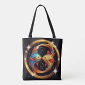 宇宙芸術スタイルの魚座の星座 トートバッグ (裏面)