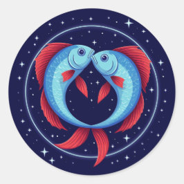 宇宙芸術スタイルの魚座の星座 ラウンドシール