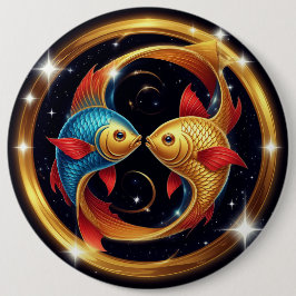 宇宙芸術スタイルの魚座の星座 缶バッジ