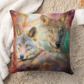 宇宙芸術デザイナー枕のオオカミ精神 クッション (ブランケット)