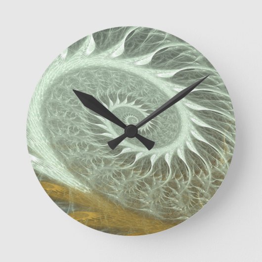 宇宙螺線形-神聖な幾何学の金螺線形 ラウンド壁時計 (正面)