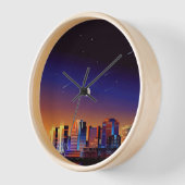 "宇宙街並み壁時計 – ナイト鮮やかスカイリ 壁時計 (傾斜)