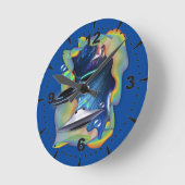 宇宙訪問者 ラウンド壁時計 (傾斜)