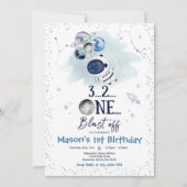 宇宙誕生パーティー宇宙飛行士ロケット 招待状 (正面)