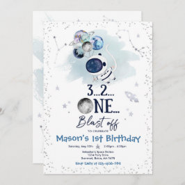 宇宙誕生パーティー宇宙飛行士ロケット 招待状