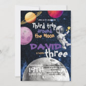 宇宙誕生パーティー宇宙飛行士銀河系ムーン 招待状 (正面)