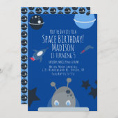 宇宙誕生日エイリアンをテーマにした招待状 招待状 (正面/裏面)