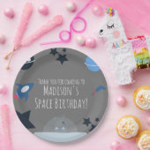 宇宙誕生日エイリアンをテーマにした青紙プレート ペーパープレート (パーティー)