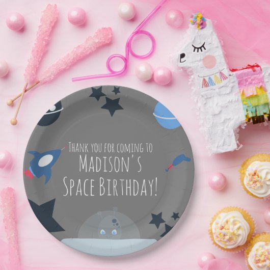 宇宙誕生日エイリアンをテーマにした青紙プレート ペーパープレート (パーティー)