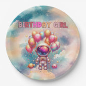 宇宙誕生日ガールフライトクルー ペーパープレート (正面)