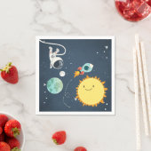 宇宙誕生日ナプキンスロケット宇宙飛行士船 スタンダードカクテルナプキン (インサイチュ)