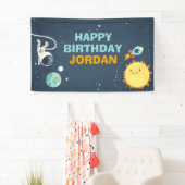 宇宙誕生日バナーロケット宇宙飛行士 横断幕 (インサイチュ)