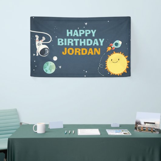 宇宙誕生日バナーロケット宇宙飛行士 横断幕 (トレードショー)