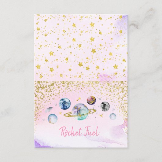 宇宙誕生日パーティビュッフェフードラベル エンクロージャーカード (正面)