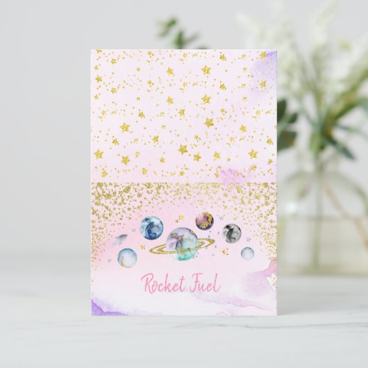 宇宙誕生日パーティビュッフェフードラベル エンクロージャーカード (スタンド正面)