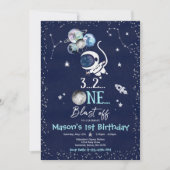 宇宙誕生日パーティーの惑星宇宙飛行士ロケット 招待状 (正面)
