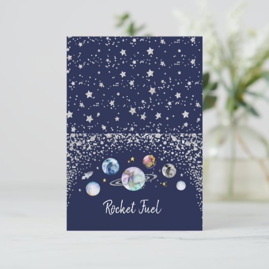 宇宙誕生日パーティービュッフェフードラベル座席表 エンクロージャーカード (スタンド正面)