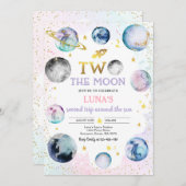 宇宙誕生日パーティー2月2日の誕生日 招待状 (正面/裏面)