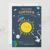 宇宙誕生日パーティー 宇宙飛行士 ロケットパーティー 招待状 (正面)