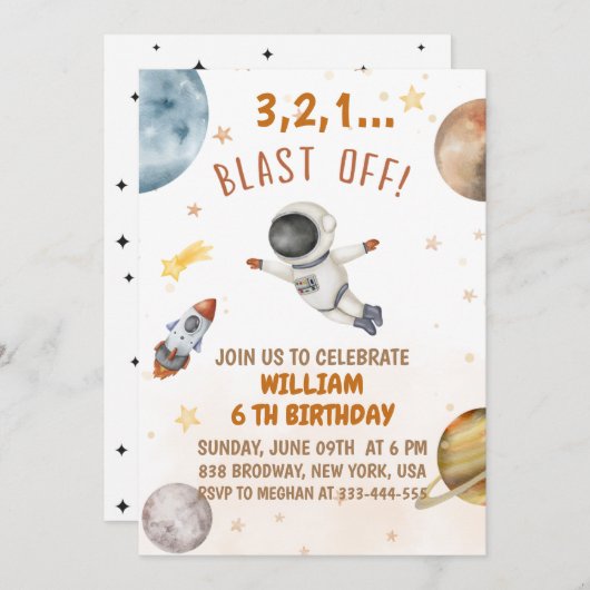 宇宙誕生日会を爆破 招待状 (正面/裏面)